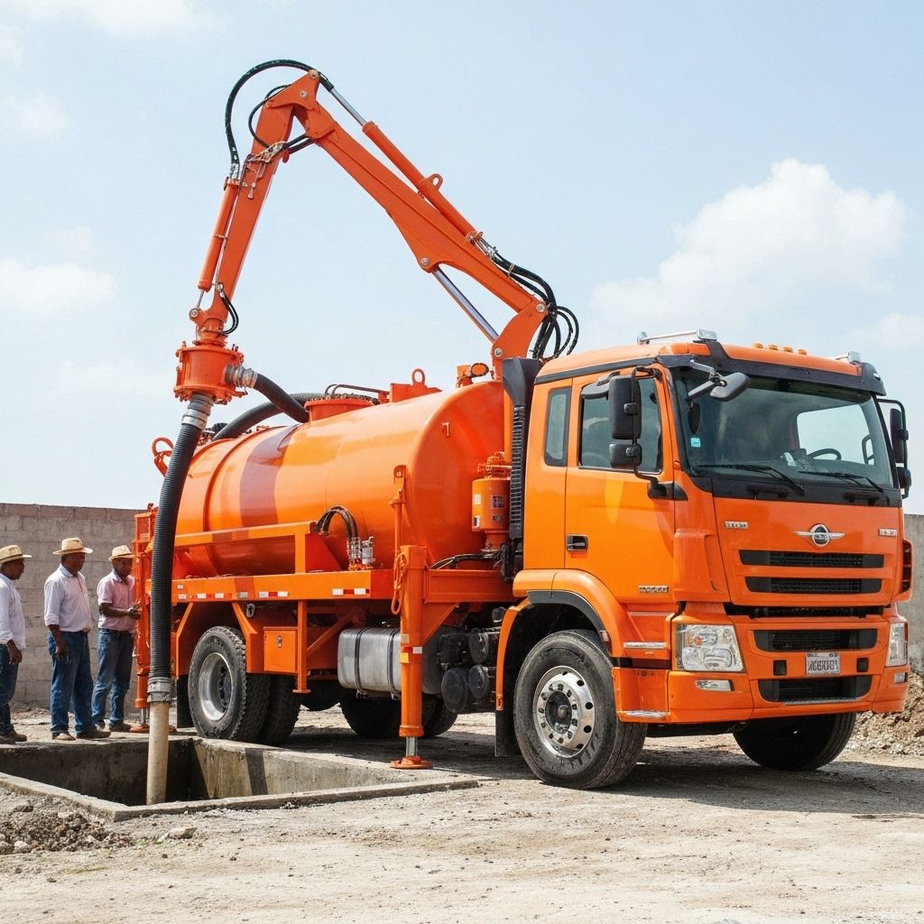 Camión cuba moderno para vaciado de fosas sépticas
